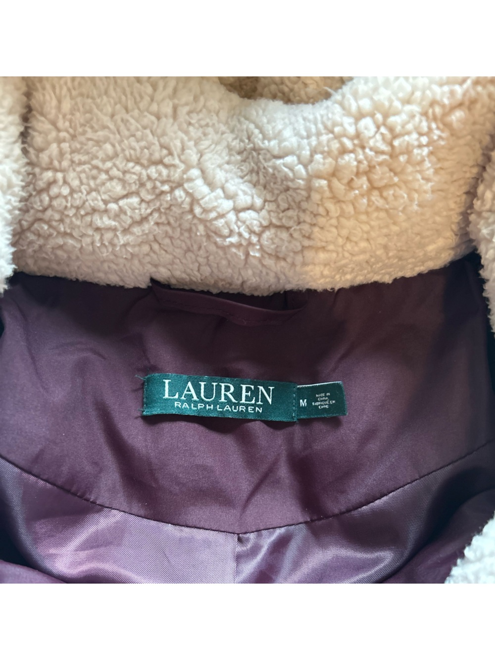 Ralph Lauren Women’s Down Fill Faux Fur Detachable Hood Purple Puff Jacket M - Picture 9 of 13